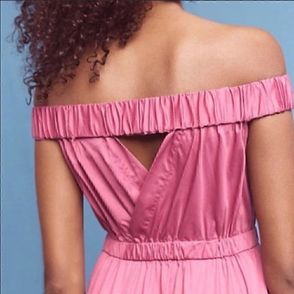 Anthropologie Fuchsia Off-Shoulder Midi Dress - Picture 7 of 8